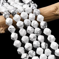 Говлит Природные Говлит бисер нитей, звезды вырезать круглые бусы, граненые, 9~10x9~10x9~10 мм, отверстие : 1~1.4 мм, около 38~40 шт / нитка, 14.88'' (15.08'' см)