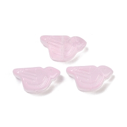 чертополох Прозрачные стеклянные бусины, птица, спекающийся лак, чертополох, 10x20x8 мм, отверстие : 1.2 мм