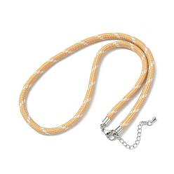 Bisque Ployester Core-Wrapped Round Cord Necklace Making, with Brass Finding, Platinum, Bisque, 17.72x0.18 inch(45x0.45cm)