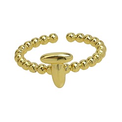 Letter T Латунные манжеты с открытыми кольцами, золотые, Письмо T, внутренний диаметр: регулируемый