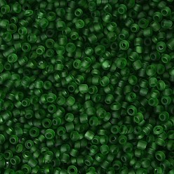 Green Glass Seed Beads, Frosted Colors, Round, Green, 2mm