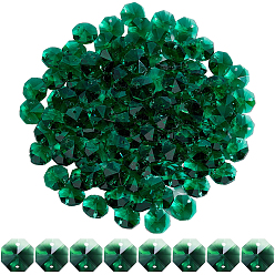 Темный Голубой 120шт. гальванические стеклянные звенья соединители, граненые, для люстры призматическая цепочка из бусин, украшение ювелирных изделий своими руками, восьмиугольник, темные голубые, 14x14x7.5 мм, отверстие : 1.6 мм