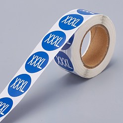 Blue Paper Self-Adhesive Clothing Size Labels, for Clothes, Size Tags, Round with Size XXXL, Blue, 25mm, 500pcs/roll