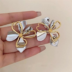 Платиновый & Золотой Серьги сплава, цветок, платиной и золотом, 40x40 мм