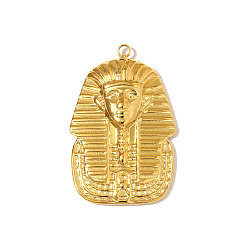 Настоящее золото 18K 304 подвески из нержавеющей стали, амулеты фараона Тутанхамона, зеркальная полировка, ионное покрытие (ip), реальный 18 k позолоченный, 27x18 мм