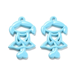 Светло-Голубой Кулон из сплава, окрашенный распылением, выдолбить девушку, Небесно-голубой, 22x13.5x2 мм, отверстие : 1 мм