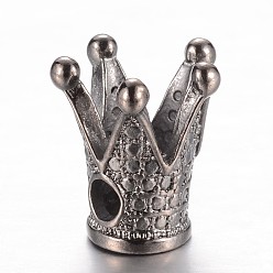 Черный Цвет Металла Сплавочные бусины, корона, металлический черный , 12.5x12x12 мм, отверстие : 2.5 мм