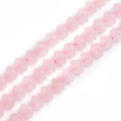 Rose Quartz Natural Rose Quartz Beads Strands, Bicone, 3.9~4x4mm, Hole: 0.8mm, about 99pcs/strand, 15.16 inch(38.5cm)