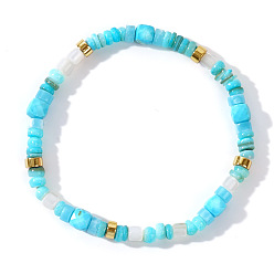 Бирюза Браслеты из натуральной бирюзы и ракушек для женщин, колонка, внутренний диаметр: 6-7/8 дюйм (17.5 см)