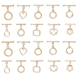 Золотой 10 шт. 10 стили стойки с латунными застежками-переключателями, без кадмия и без свинца, долговечный, разнообразные, золотые, 13~15.5x5.5~12x1.2 мм, отверстие : 1.8 мм, 1 шт / стиль