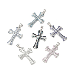 (52) Непрозрачная лаванда Покрытие стойки латунные подвески из эпоксидной смолы, с оболочкой, долговечный, без кадмия и без свинца, пластин, крестик, разноцветные, 29.5x19.5x2 мм, отверстие : 4x3 мм