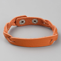 Темно-Оранжевый Простой браслет из искусственной кожи с пряжками, темно-оранжевый, 9-1/8 дюйм (23 см)