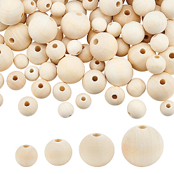 Бланшированный Миндаль 200шт 4 стили деревянные европейские бусины, бусины с большим отверстием, круглые, бланшированный миндаль, 15.5~29x14.5~27.5 мм, отверстие : 4.7~5.5 мм