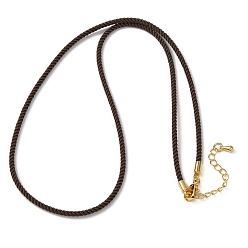 Коричневый 2мм круглый нейлоновый миланский шнур для изготовления ожерелья, с латунными выводами и 303 застежками из лобстера из нержавеющей стали, реальный 18 k позолоченный, кофе, 18.50~18.70 дюйм (47~47.5 см)