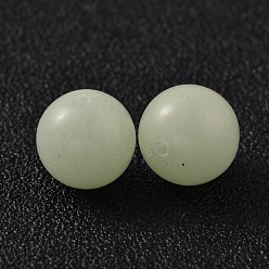 Synthetic Gemstone Half-hole Round Synthetic Luminous Stone Beads, 10mm, Hole: 1mm