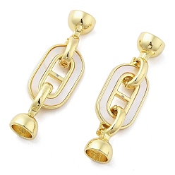 Настоящее золото 18K Латунь раз по сравнению с застежками, без кадмия, без никеля и без свинца, с ракушками гребешков, овальные, реальный 18 k позолоченный, 36.5 мм, отверстие : 1.2 мм