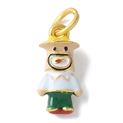 Human Латунь эмаль подвески, золотистый тон 3d мультяшные подвески, с целью перехода в кольце, фермер, 17x8.5x7 мм, отверстие : 5 мм