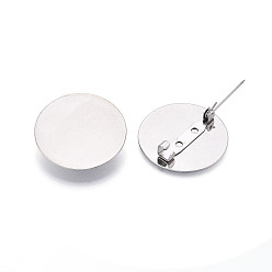 Нержавеющая Сталь Цвет 304 брошь из нержавеющей стали, кабошон., плоско-круглые, цвет нержавеющей стали, 30 мм