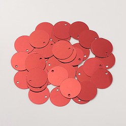 Indian Red Ornament Accessories Plastic Paillette/Sequins Charms, Flat Round, Indian Red, 12~13x0.1mm, Hole: 1.4mm