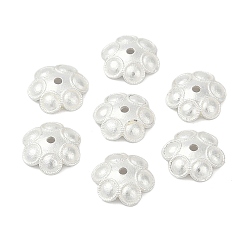 Матовый Серебристый Цвет Шапочки и конусы для бусин, латунные, долговечный, стойки покрытие, 6-лепестков цветка, матовый серебристый цвет, 11.5x10.5x3 мм, отверстие : 1.4 мм