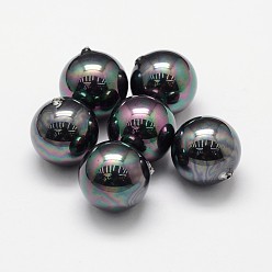 Black Shell Pearl Beads, Grade A, Round, Half Drilled, Black, 8mm, Hole: 1mm