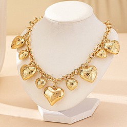 Золотой Ожерелья-нагрудники в виде цветка из сплава с текстурой в виде сердца для женщин, золотые, 18.50 дюйм (47 см)