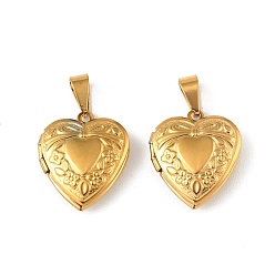 Real 20K Gold Plated 316 подвески из нержавеющей стали Locket, с 304 защелкивающимися дужками из нержавеющей стали, подвесками-рамками для фотографий из нержавеющей стали, ионное покрытие (ip), сердце прелести, реальный 20 k позолоченный, 22.5x19.5x5.5 мм, отверстие : 8.5x4 мм, внутренний диаметр: 13.5x14.5 мм