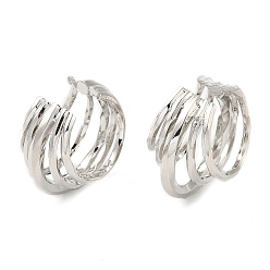 Платина Латунные серьги-каффы с пятью линиями, женские серьги без пирсинга с разрезом, платина, 20x20x14.5 мм