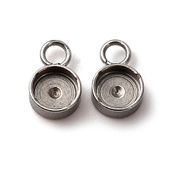 Нержавеющая Сталь Цвет 201 Настройки кабошон из нержавеющей стали кулон, плоско-круглые, цвет нержавеющей стали, лоток : 4.5 мм, 8x5x2 мм, отверстие : 1.8 мм