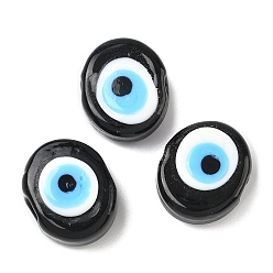 Черный Ручной зло бусины глаз, овальные, чёрные, 16~17x20~21x8~11 мм, отверстие : 3~3.5 мм