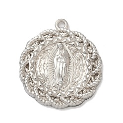 Нержавеющая Сталь Цвет 304 подвески из нержавеющей стали, подвеска-цветок с изображением Девы Марии, цвет нержавеющей стали, 25.5x22.5x2.5 мм, отверстие : 1.6 мм