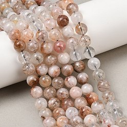 Rutilated Кварц Нити бусин из рутилированного кварца из натурального черного золота, круглые, 8 мм, отверстие : 0.9 мм, около 50 шт / нитка, 15.55'' (39.5 см)