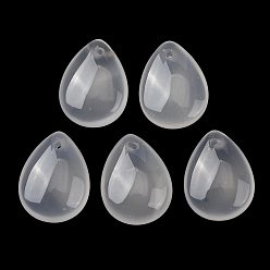 Natural Agate Natural White Agate Pendants, Teardrop Charms, 16x12x6mm, Hole: 0.9mm