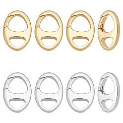 Платиновый & Золотой 8шт. 2 цвета латунные пружинные затворные кольца, овальные, платиной и золотом, 16x11x2.5 мм, отверстие : 6.3x3.7 мм, 4 шт / цвет