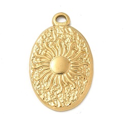 Золотой 304 подвески из нержавеющей стали, овал с солнечным шармом, золотые, 27.5x17x2 мм, отверстие : 1.8 мм