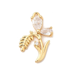 Настоящее золото 18K Латунные микро проложить кубического циркония подвески, цветок, без никеля , реальный 18 k позолоченный, 20.5x14x4 мм, отверстие : 1.2 мм