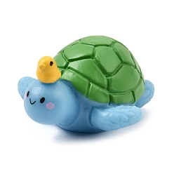 Green Sea Animals Opaque Resin Turtle with Duck Figurine, for Home Office Micro Landscape Desktop Decoration, Green, 34x32.5x20.5mm