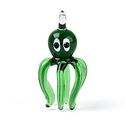 Темно-Зеленый Большие подвески, лэмпворк, ручная работа , чары кальмара, темно-зеленый, 52.5~54x26~28.5x25.5~28.5 мм, отверстие : 4.5~6x4.2~5.5 мм