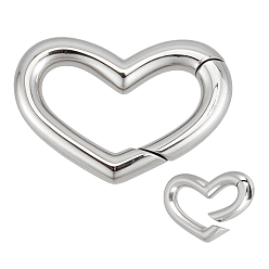 Платина 1Кольца с пружинным затвором из стерлингового серебра, сердце, 1Замшевая ткань из ПК, квадратная салфетка для полировки серебра, платина, 11x16x2.5 мм