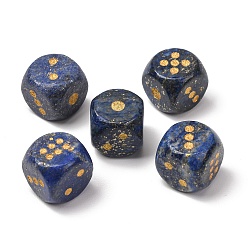 Lapis Lazuli Natural Lapis Lazuli Dices, Engraved Gold Dot 6 Sided Crystal Stone Dice for Tabletop RPG Board Game, 14~16.5x14~16.5x14~16.5mm