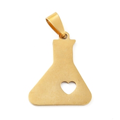 Golden 201 Edelstahl Anhänger, Flasche mit Herz, golden, 28x23.5x1.5 mm, Bohrung: 8x4 mm