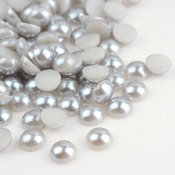Light Grey ABS Plastic Cabochons, Imitation Pearl, Half Round, Light Grey, 3x1.5mm, about 10000pcs/bag