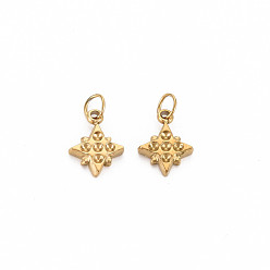 Real 14K Gold Plated Ion Plating(IP) 304 Stainless Steel Pendant Rhinestone Settings, with Jump Rings, Star, Real 14K Gold Plated, Fit For 1.2mm Rhinestone, 10x8x2mm, Jump Ring: 4x0.5mm, 2.5mm inner diameter