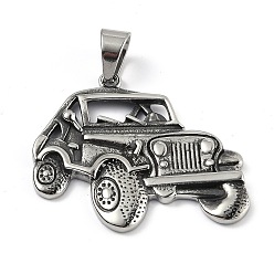 Античное Серебро 304 подвески из нержавеющей стали, джип, античное серебро, 44x48.5x4 мм, отверстие : 11x7.5 мм