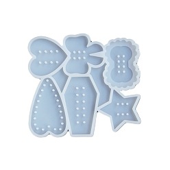 Mixed Shapes Силиконовые формы, подвесные формы, формы для литья гипсовой смолы, белые, разнообразные, 120x110x6.5 мм, внутренний диаметр: 35~65x35~40 мм