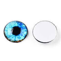 Небесно-голубой Кабошоны из стекла, полукруглый с глазом, голубой, 20x6.5 мм