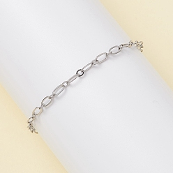 Платина Браслеты из латуни с овальными звеньями для женщин, платина, 7.28 дюйм (18.5 см)