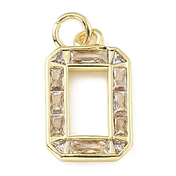 Letter O Латунные микро проложить кубического циркония подвески, письмо амулеты, с прыгающим кольцом, реальный 18 k позолоченный, Письмо O, 17.5x10.5x2 мм, отверстие : 3.5 мм