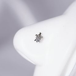 Turtle 201 носовые гвоздики из нержавеющей стали с микропаве из прозрачного кубического циркония, цвет нержавеющей стали, черепаха, 7 мм
