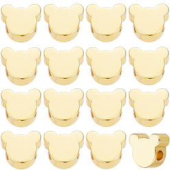 Настоящее золото 18K 50 латунные бусины шт., долговечный, медведь, реальный 18 k позолоченный, 5x6x3 мм, отверстие : 1.2 мм